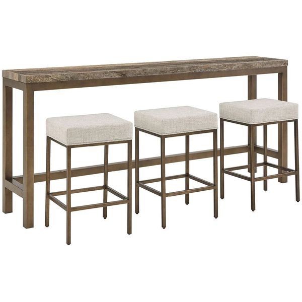 Console Montclair avec Tabourets, Or Fume