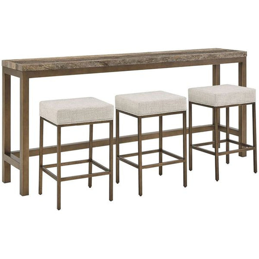Console Montclair avec Tabourets, Or Fume