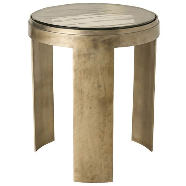 Table d'Extremite Ronde Nuvola, Zinc Ancien