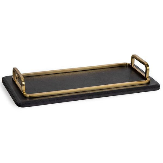 Plateau rectangulaire cuir Greyson, Laiton Naturel