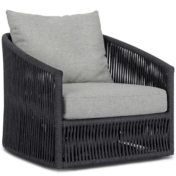 Fauteuil Pivotant Exterieur Porto, Ardoise Alessi / Corde Gris Fonce