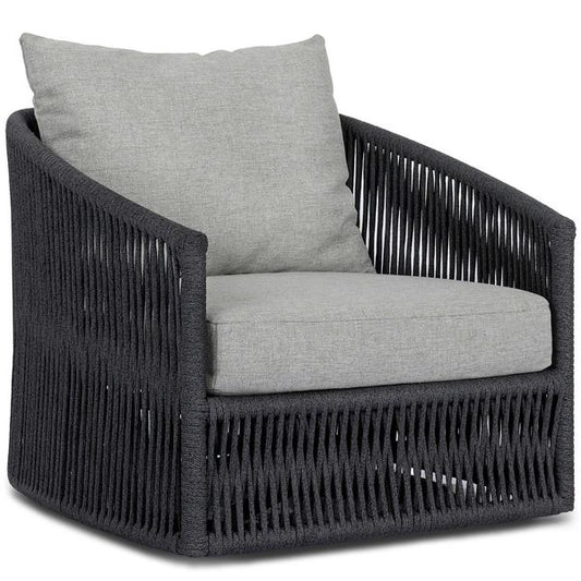 Fauteuil Pivotant Exterieur Porto, Ardoise Alessi / Corde Gris Fonce